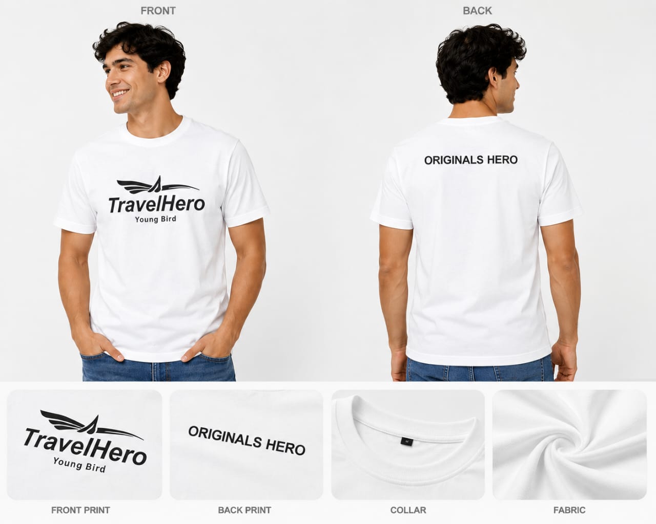 2 TravelHero Premium Oversized Cotton T-Shirt – White - Image 1