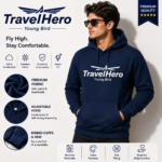 TravelHero Premium Cotton Hoodie – Navy Blue Unisex Hoodie