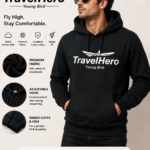 TravelHero Premium Cotton Hoodie – Black Unisex  Hoodie