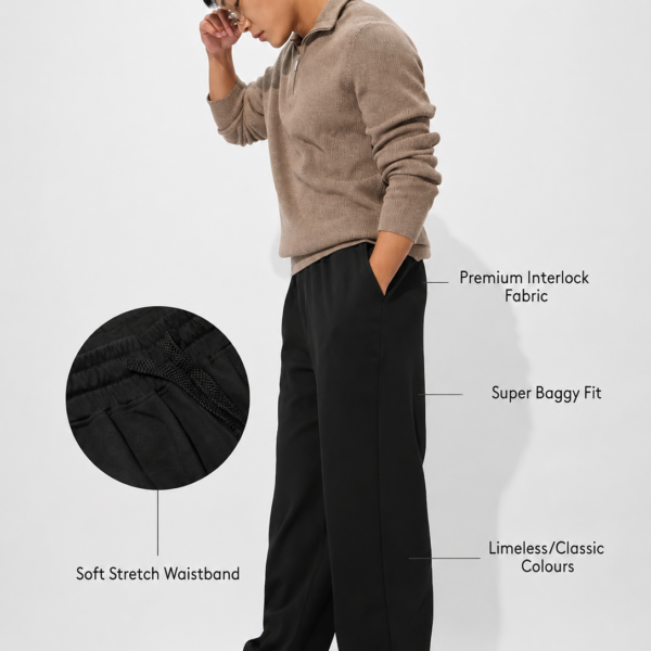 TravelHero Premium Cotton Track Pants – Super Baggy Fit