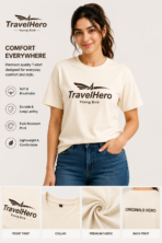 TravelHero Premium Oversized Cotton T-Shirt – Cream White