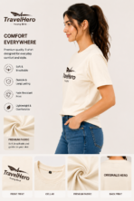 TravelHero Premium Oversized Cotton T-Shirt – Cream White - Image 2