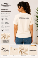 TravelHero Premium Oversized Cotton T-Shirt – Cream White - Image 3