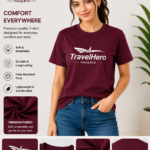 TravelHero Premium Oversized Cotton T-Shirt – Maroon