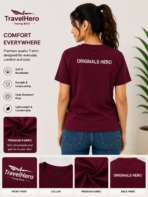 TravelHero Premium Oversized Cotton T-Shirt – Maroon - Image 3