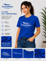 TravelHero Premium Oversized Cotton T-Shirt – Royal Blue