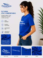 TravelHero Premium Oversized Cotton T-Shirt – Royal Blue - Image 2
